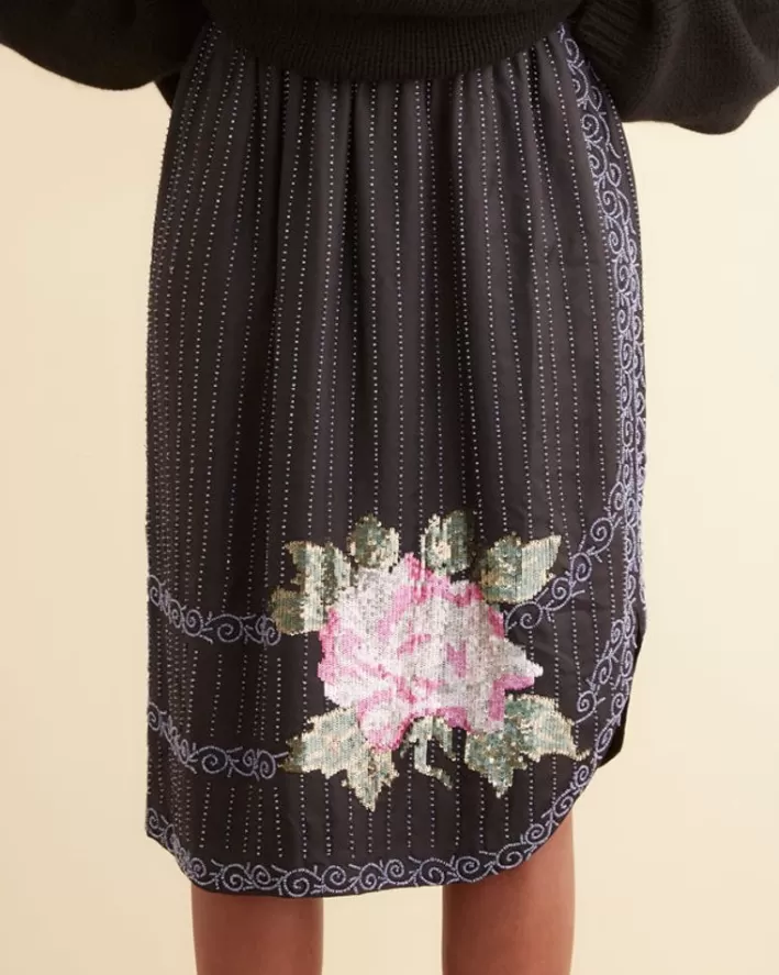 Women BODE Skirts<Beaded Bourbon Rose Skirt