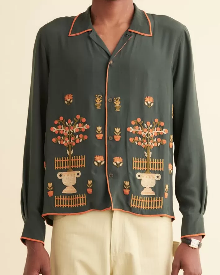 Men BODE Shirts<Beaded Paddock Sampler Long Sleeve Shirt