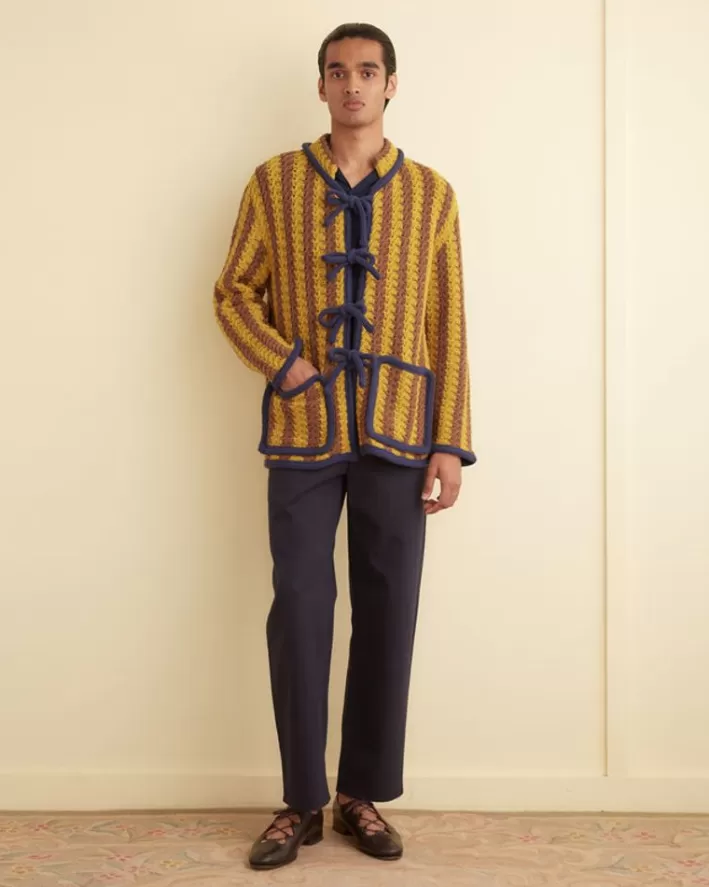 Men BODE Knitwear<Bold Stripe Cardigan - Brown/Gold