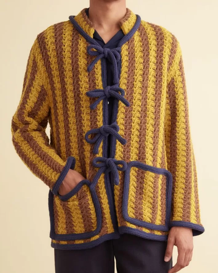 Men BODE Knitwear<Bold Stripe Cardigan - Brown/Gold