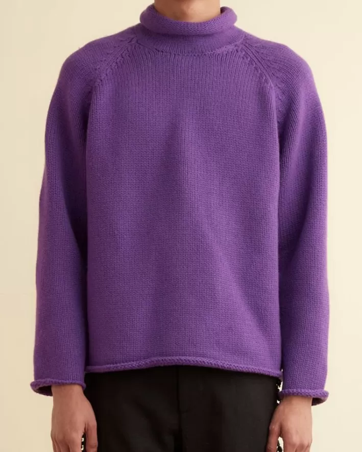 Men BODE Knitwear<Cashmere Roll Neck Sweater - Purple