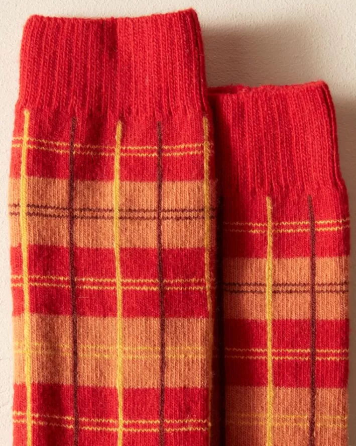 Men BODE Accessories<County Plaid Socks - Red Multi