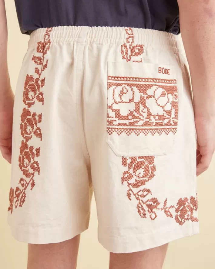 Men BODE Shorts<Cross-Stitched Rose Garland Shorts