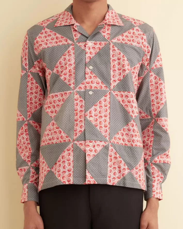 Men BODE Shirts<Deco Puzzle Patchwork Long Sleeve Shirt