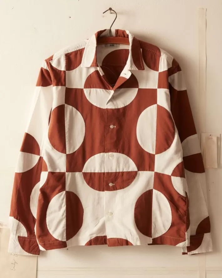 Men BODE Shirts<Duo Oval Patchwork Long Sleeve Shirt