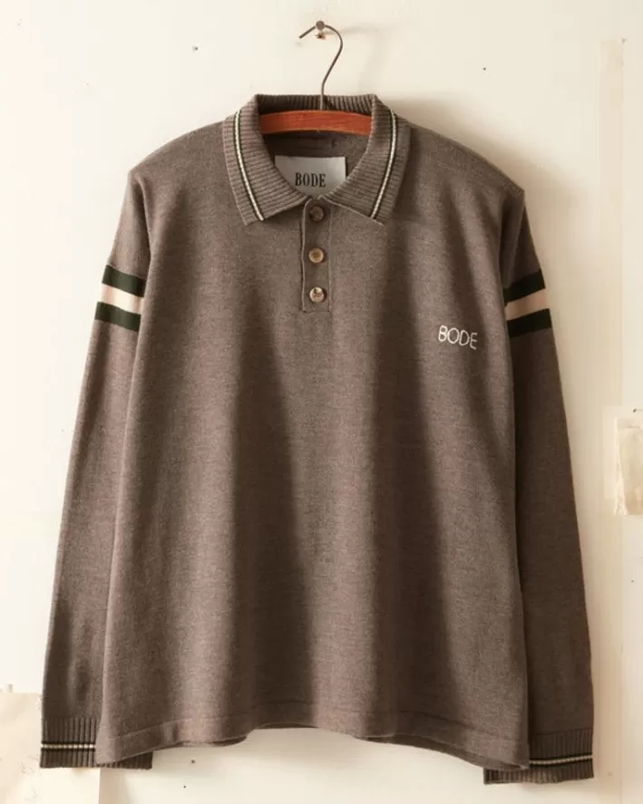 Men BODE Knitwear<Duotone Stripe Cycling Polo - Grey