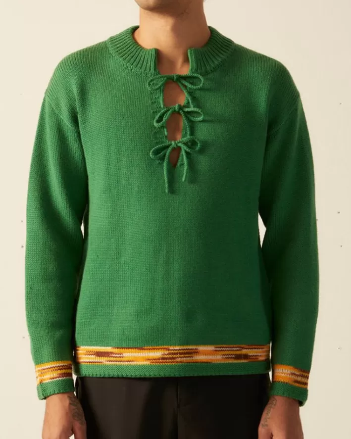 Men BODE Knitwear<Edge Trim Pullover - Green