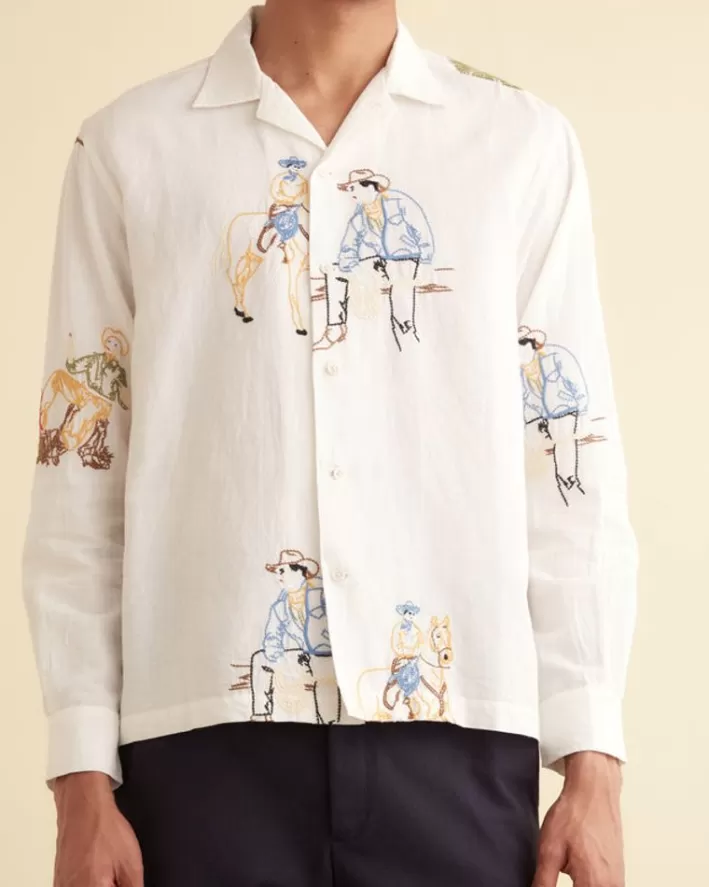 Men BODE Shirts<Embroidered Buckaroo Long Sleeve Shirt