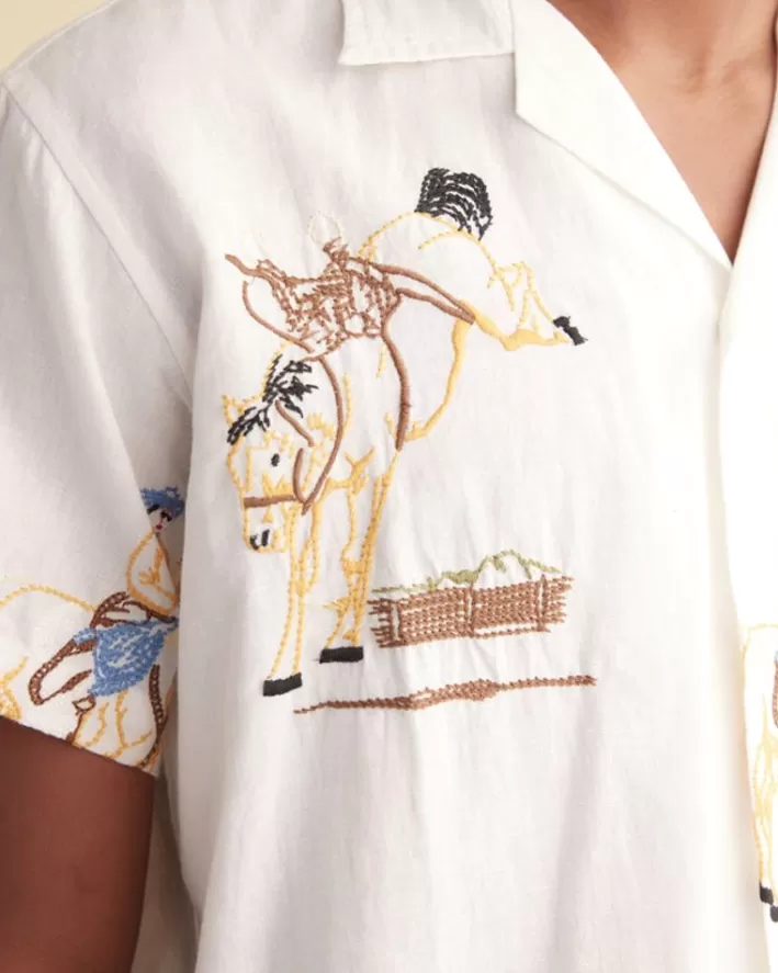 Men BODE Shirts<Embroidered Buckaroo Short Sleeve Shirt