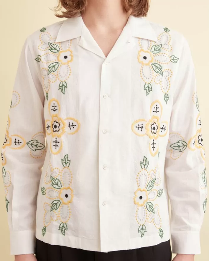 Men BODE Shirts<Embroidered Buttercup Long Sleeve Shirt