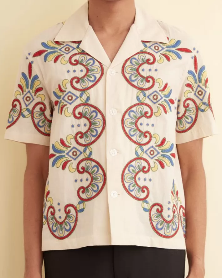 Men BODE Shirts<Embroidered Carnival Short Sleeve Shirt