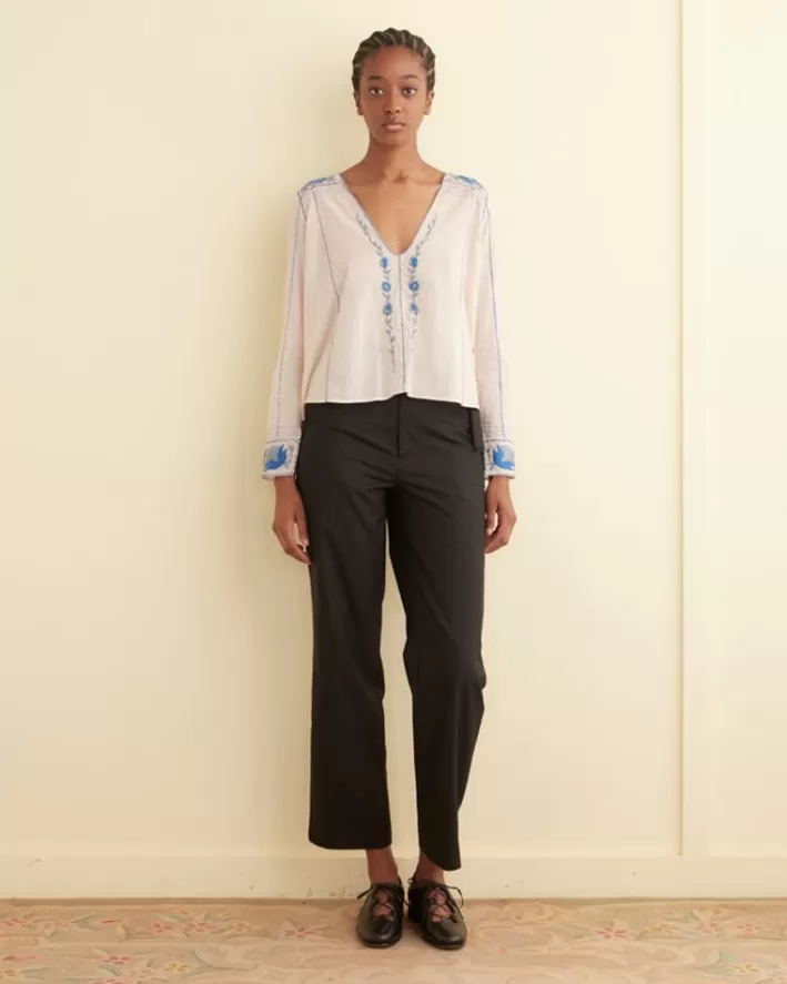 Women BODE Tops<Embroidered Cornflower Top