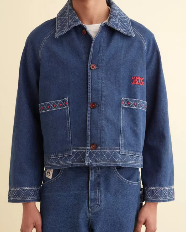 Men BODE Outerwear<Embroidered Denim Jacket