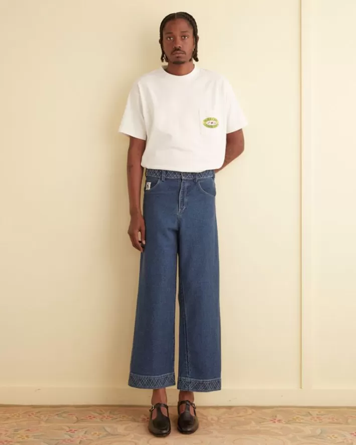 Men BODE Trousers & Pants<Embroidered Denim Knolly Brook Trousers