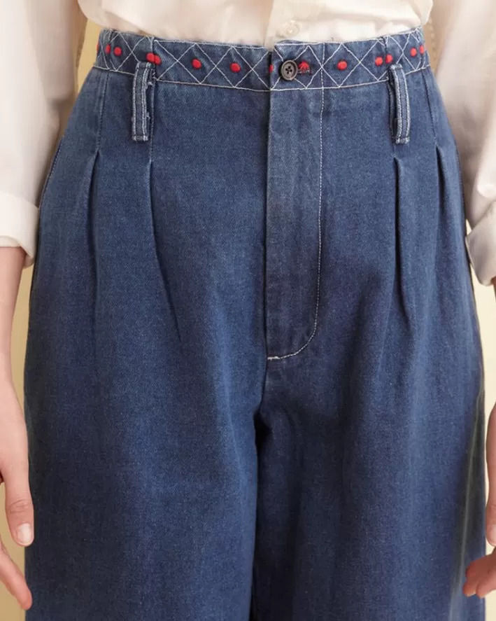 Women BODE Trousers & Pants<Embroidered Denim Murray Trousers