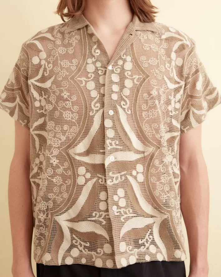 Men BODE Shirts<Filet Filigree Short Sleeve Shirt