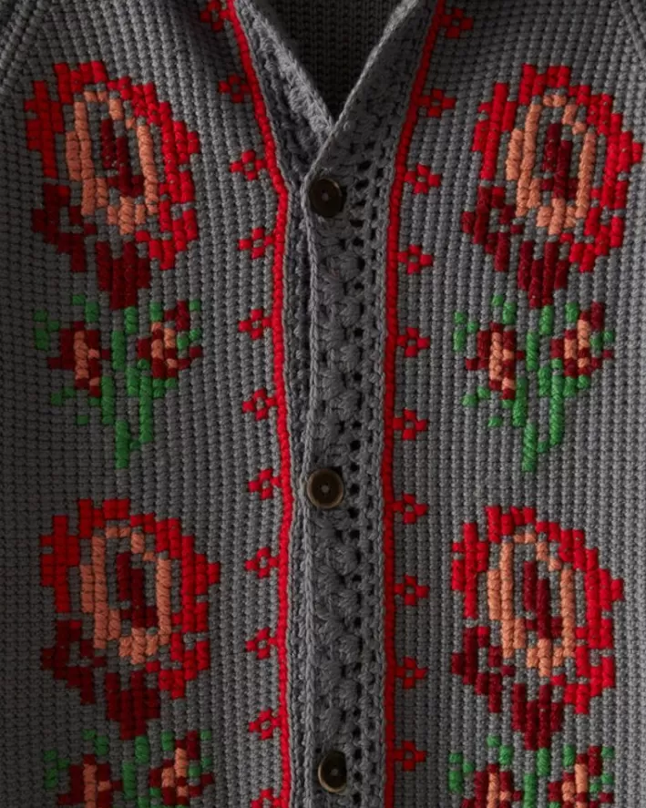 Men BODE Knitwear<Fleur Cross Stitch Cardigan