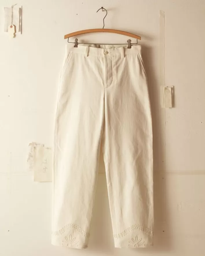 Men BODE Trousers & Pants<Floral Cording Trousers - White