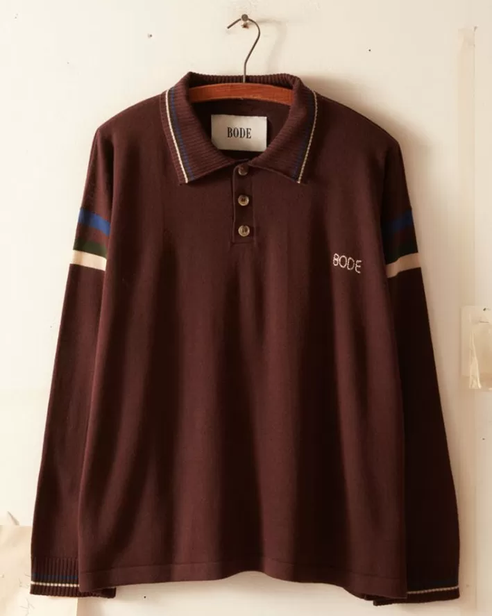 Men BODE Knitwear<Four Stripe Cycling Polo - Brown