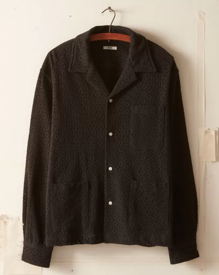 Men BODE Shirts<Geo Lace Overshirt - Black