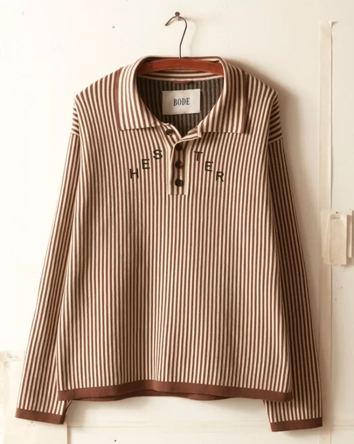 Men BODE Knitwear<Hester Street Polo - Brown/Cream