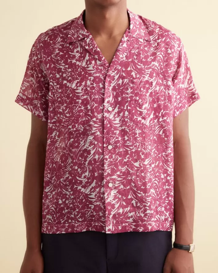 Men BODE Shirts<Hibiscus Spray Short Sleeve Shirt