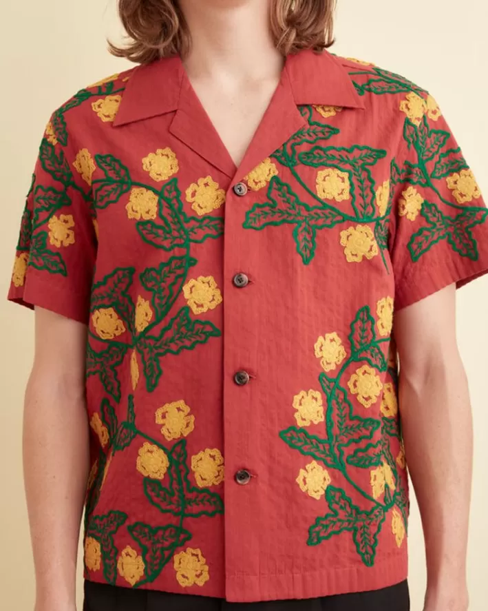 Men BODE Shirts<Marigold Wreath Short Sleeve Shirt