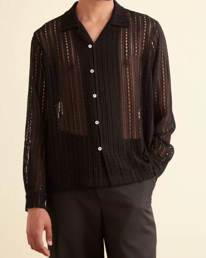 Men BODE Shirts<Meandering Lace Long Sleeve Shirt