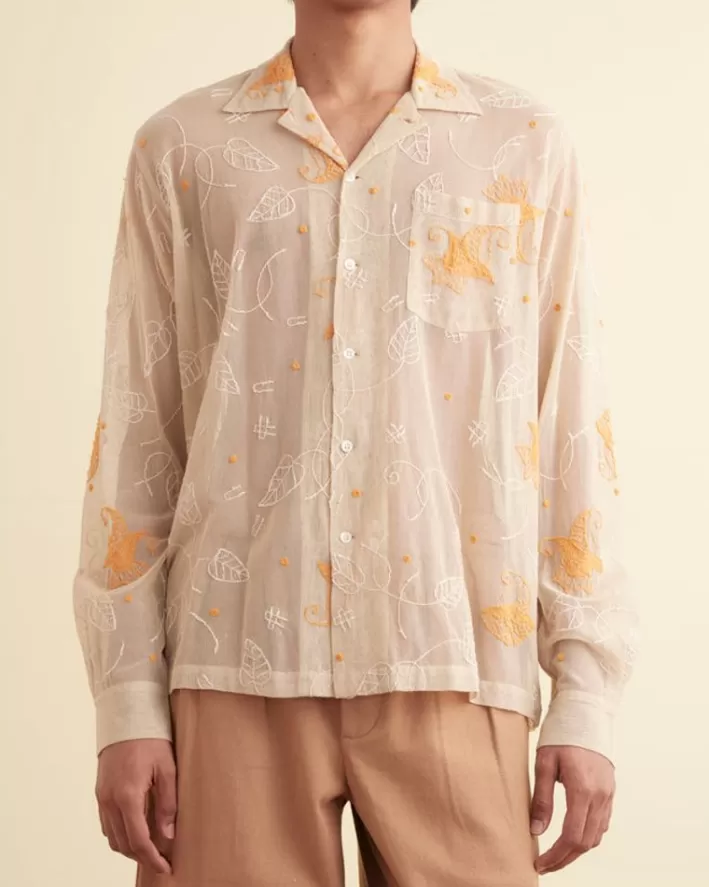 Men BODE Shirts<Mesh Lilium Long Sleeve Shirt