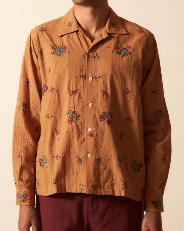 Men BODE Shirts<Micro Bird Long Sleeve Shirt