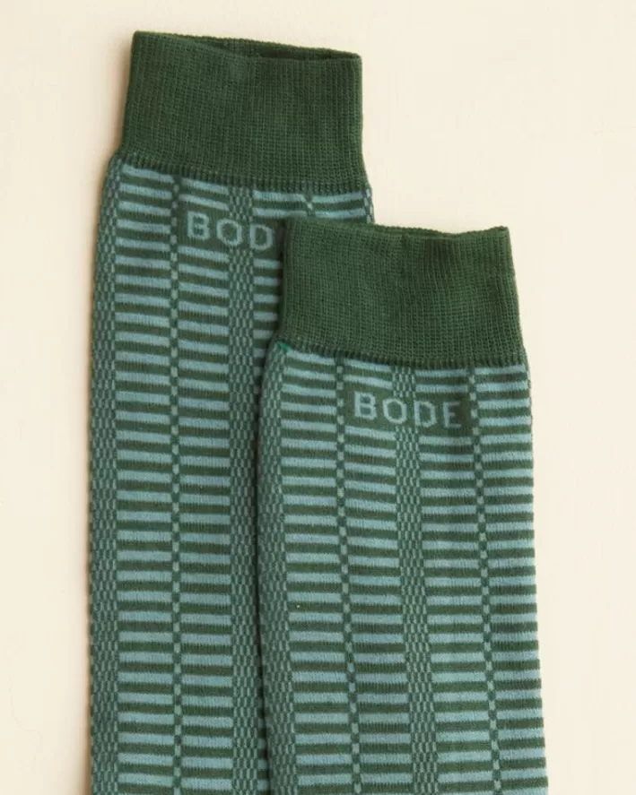 Men BODE Accessories<Micro Check Socks - Green