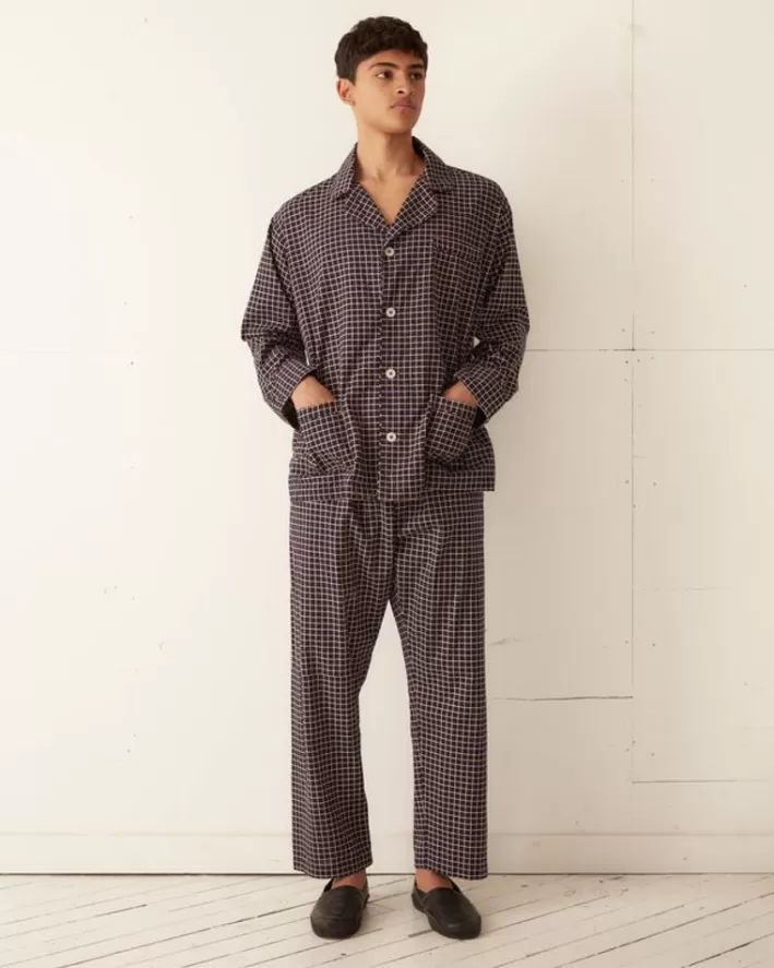 Men BODE Shirts<Midnight Grid Pajama Shirt