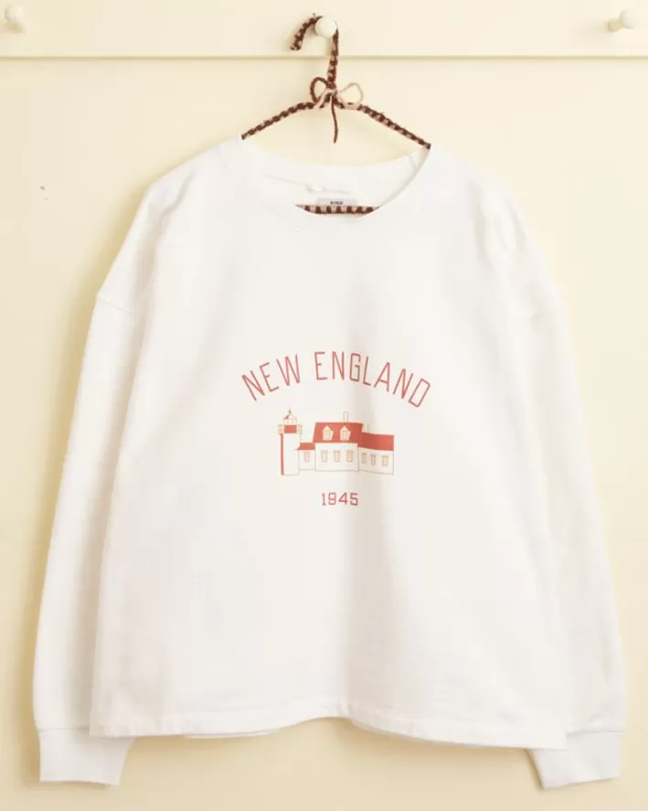 Men BODE Cut & Sew<New England Crewneck - White