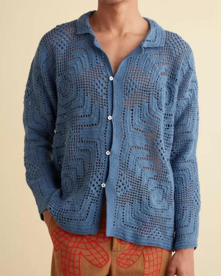 Men BODE Knitwear<Overdye Crochet Shirt