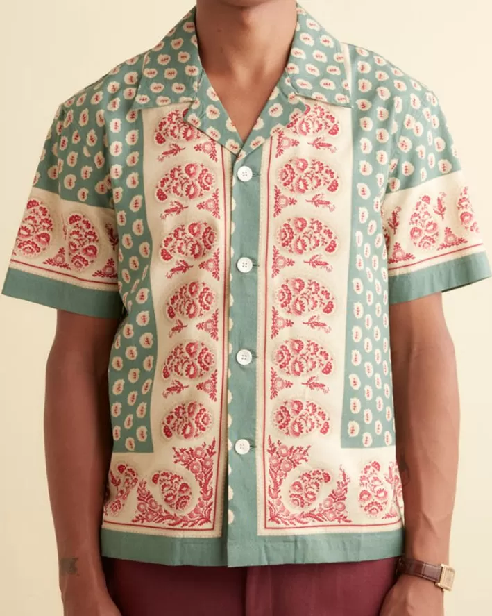 Men BODE Shirts<Paisley Frame Short Sleeve Shirt