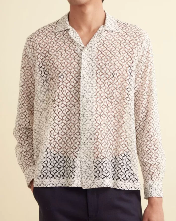 Men BODE Shirts<Petal Lace Long Sleeve Shirt