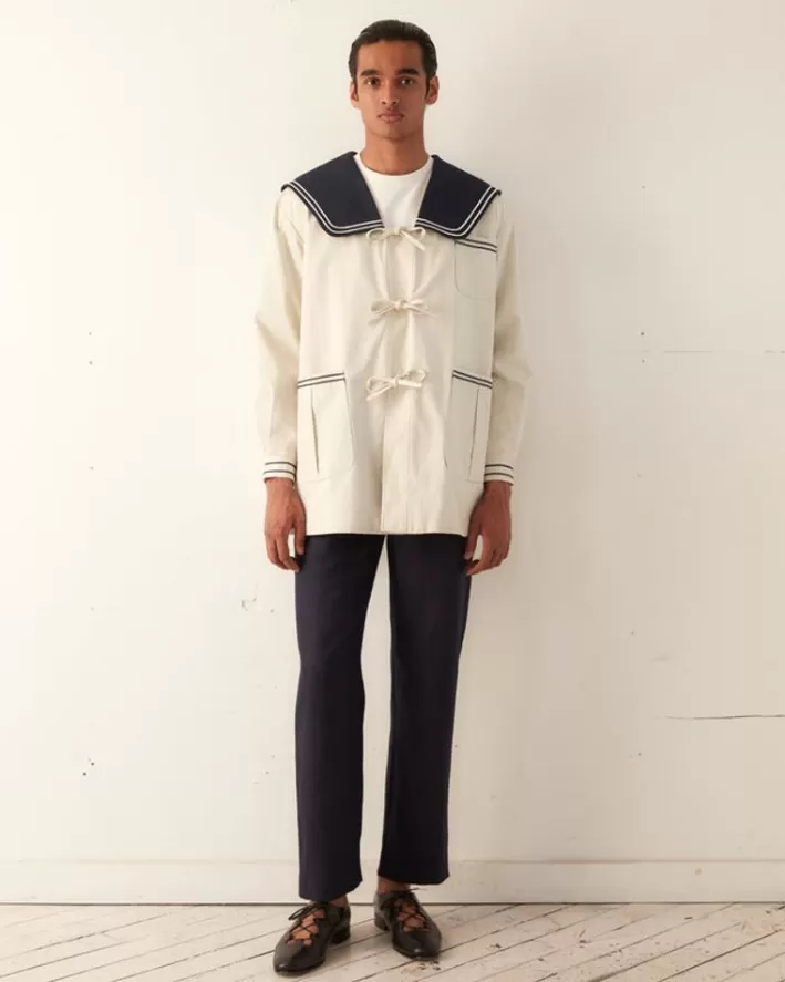 Men BODE Outerwear<Sailor Coat - Cream Navy