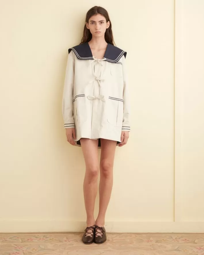 Women BODE Outerwear<Sailor Coat - Cream/Navy