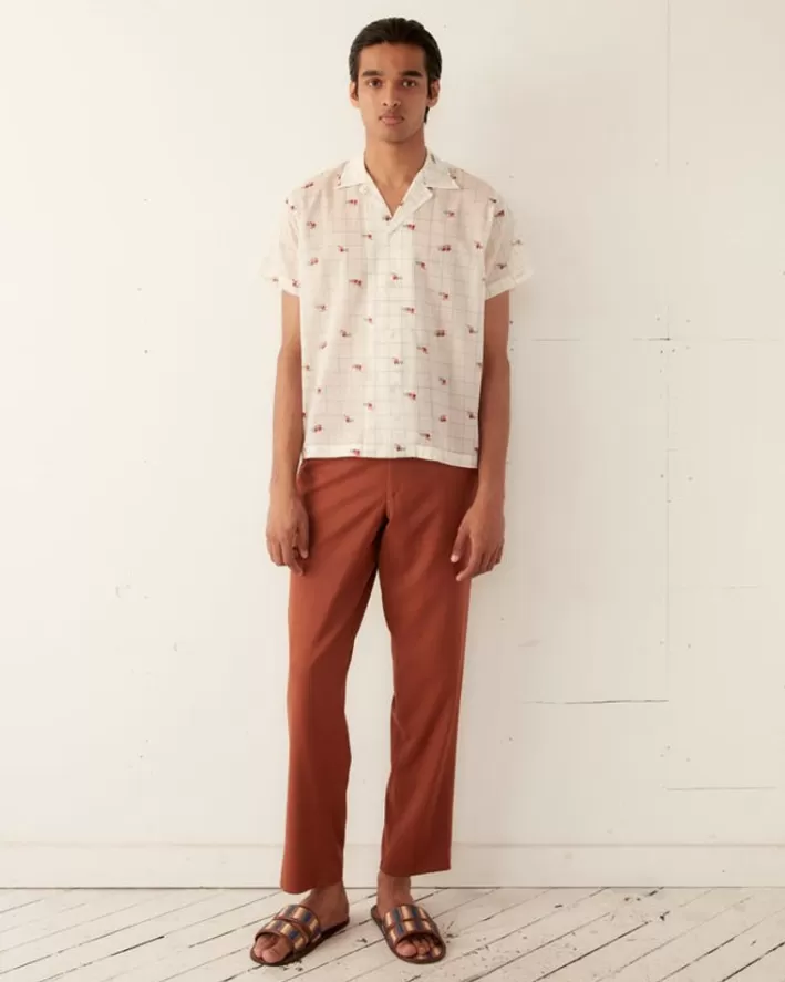 Men BODE Shirts<Sheer Camel Short Sleeve Shirt