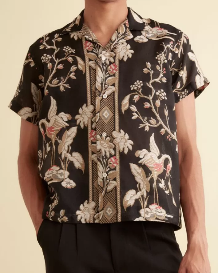 Men BODE Shirts<Sheer Cranes Short Sleeve Shirt