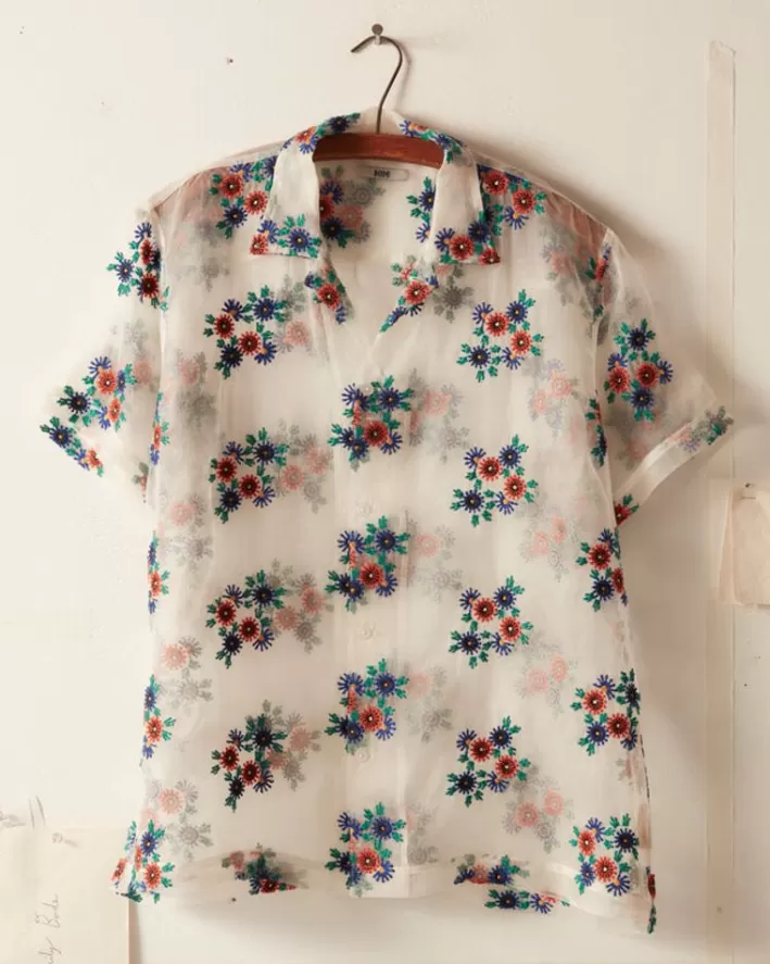 Men BODE Shirts<Sheer Daisy Short Sleeve Shirt