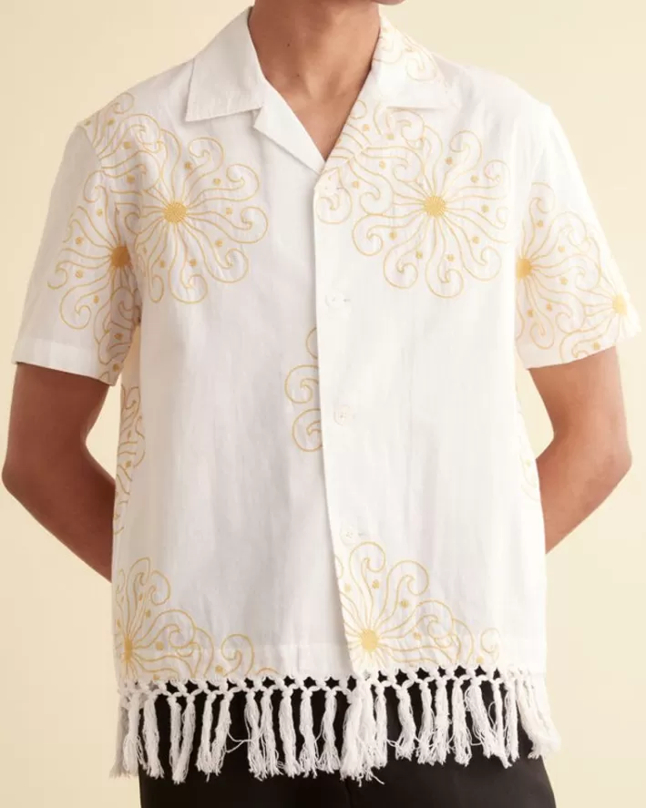 Men BODE Shirts<Soleil Fringe Short Sleeve Shirt