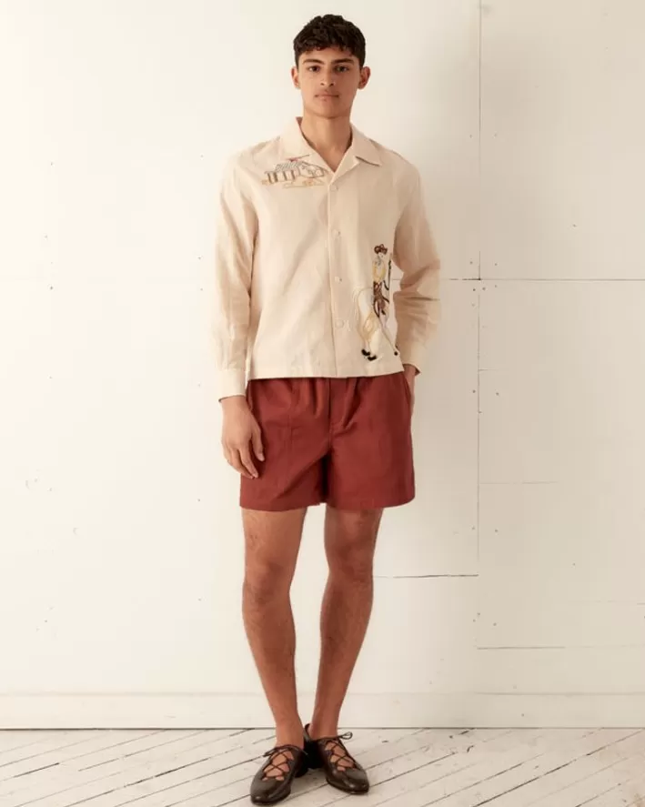 Men BODE Shorts<Twill Rugby Short - Cinnamon