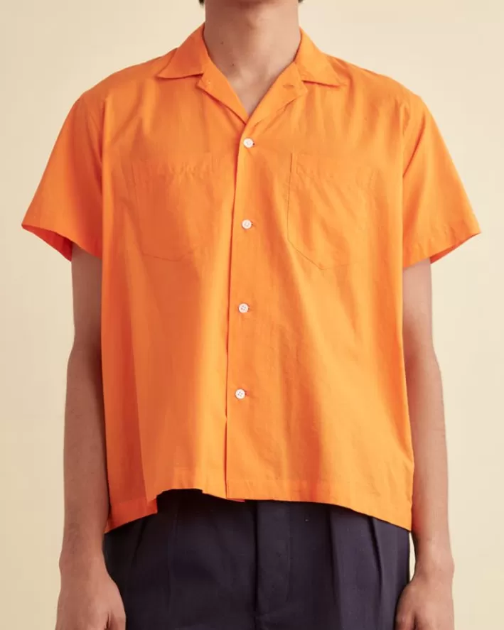 Men BODE Shirts<Voile Double-Pocket Short Sleeve Shirt - Orange