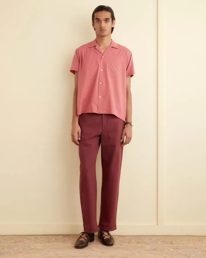 Men BODE Shirts<Voile Double-Pocket Short Sleeve Shirt - Pink