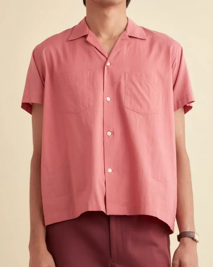 Men BODE Shirts<Voile Double-Pocket Short Sleeve Shirt - Pink